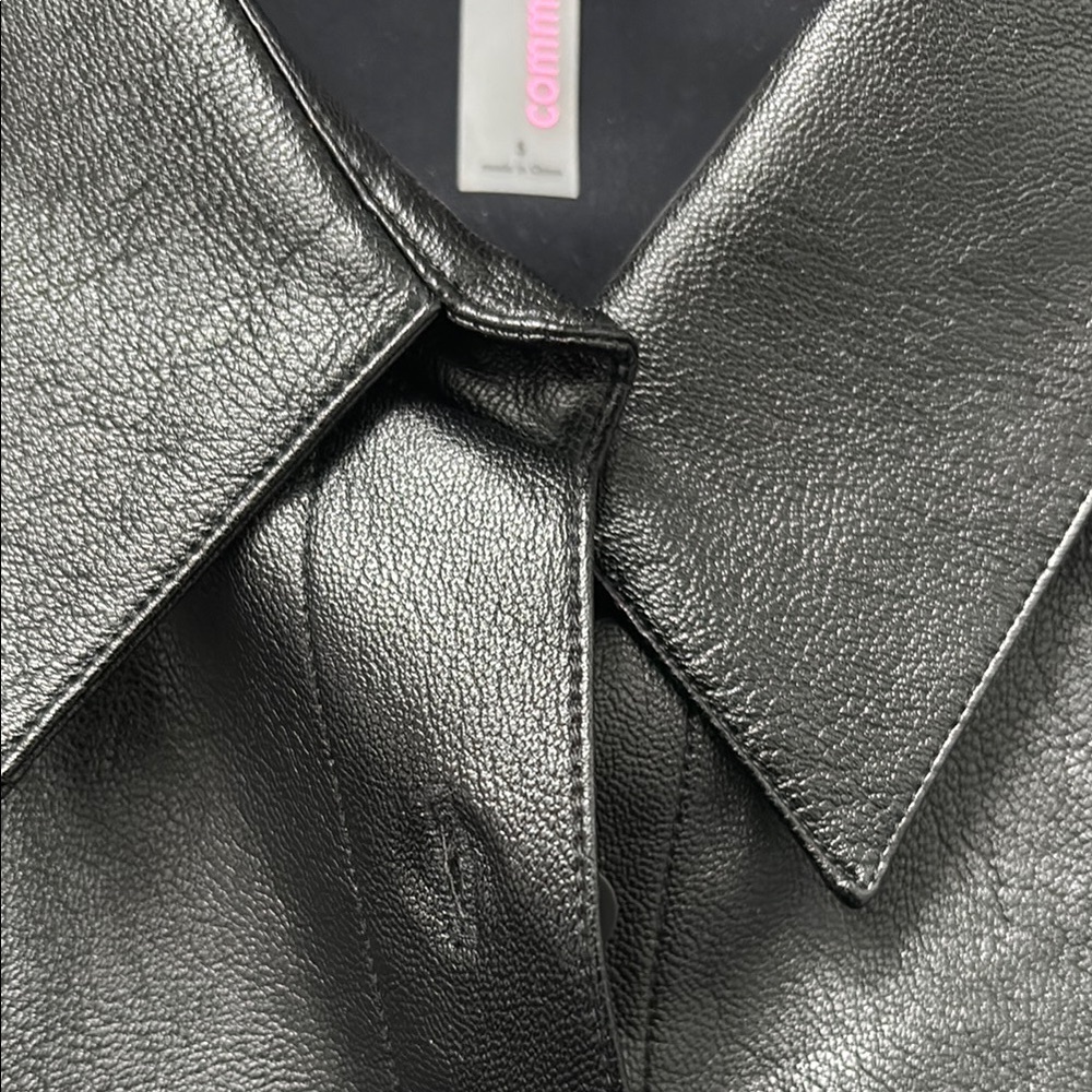 Commando Lightweight Faux Black Button Down Leather bodysuit Size Small - Picture 7 of 14